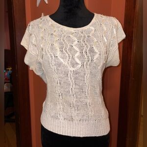 80’s Cream Knit Short Sleeve Sweater